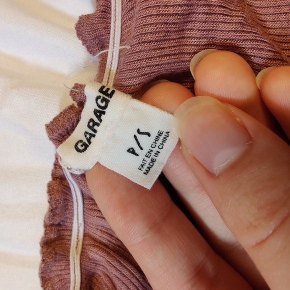 Off the Shoulder Body Con Shirt Garage Small Burgundy Soft - Picture 2 of 2